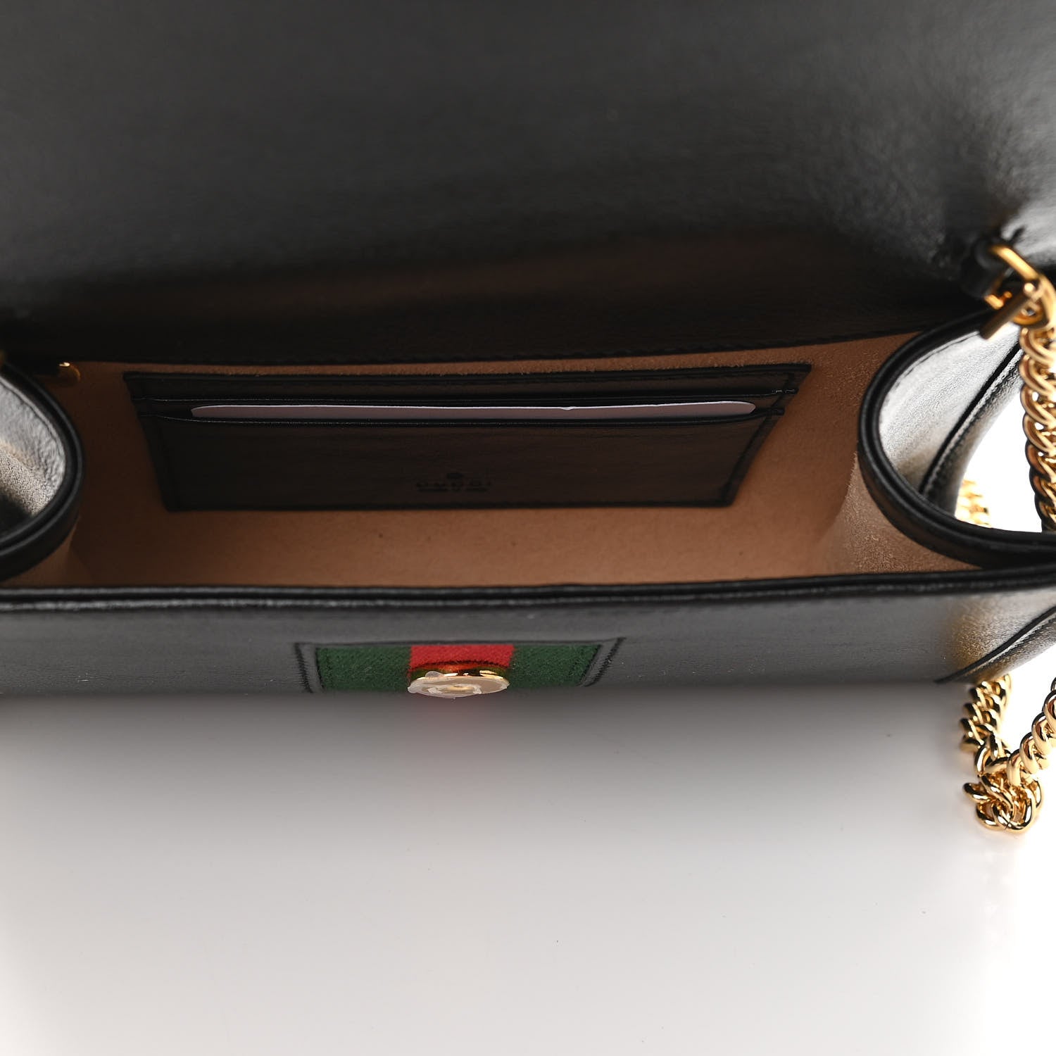 Gucci Textured Calfskin Web Mini Rajah Slim Flap Shoulder Bag Black 5 of 10