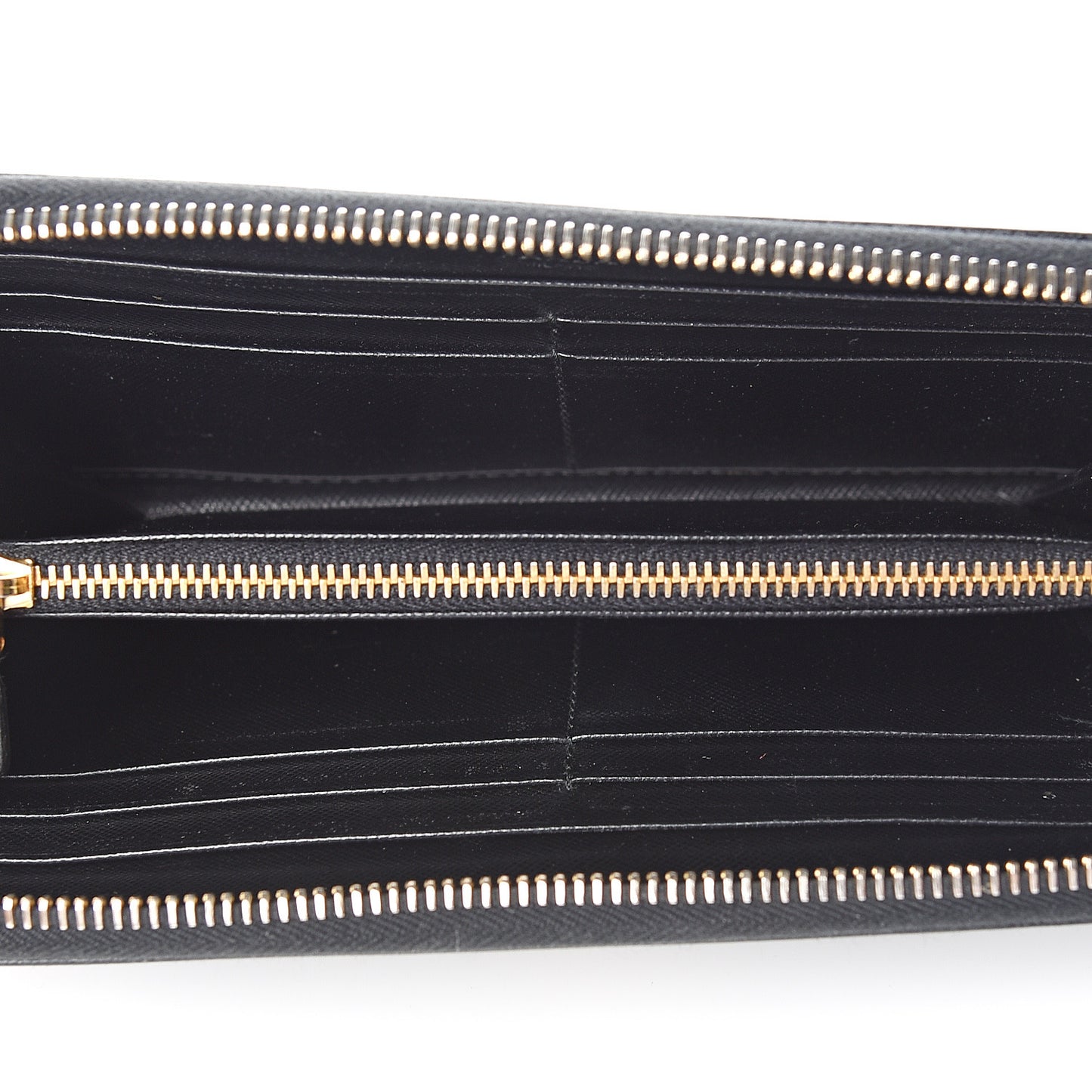 Saffiano Metal Zip Around Wallet Black