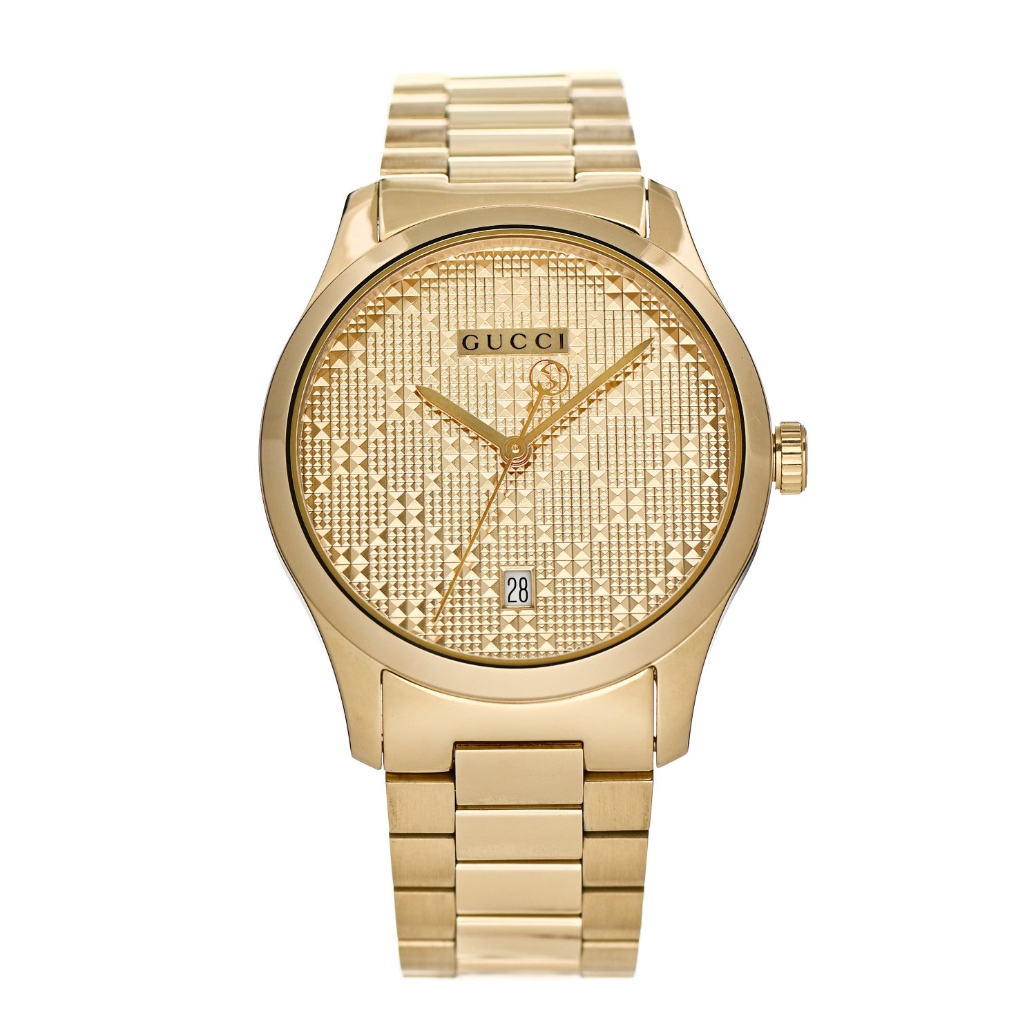 Gucci Stainless Steel 38mm G-Timeless Diamante Quartz Watch Gold 1 of 5