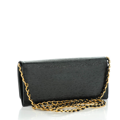 Prada Vitello Move Metal Oro Chain Wallet Black 3 of 7