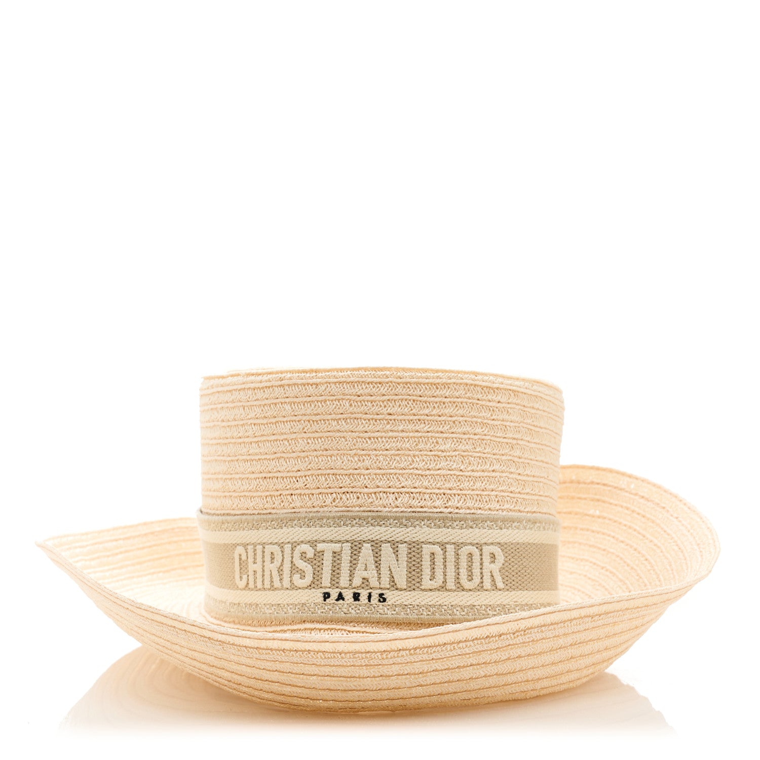 Christian Dior Straw Lage Dioresort Brim Hat 57 Beige 1 of 6