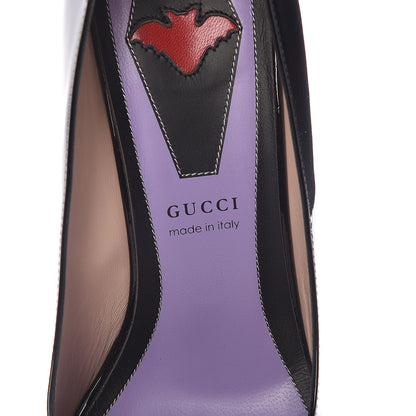 Gucci Patent GG Bow Sadie Spike Mid Heel Pumps 38.5 Black 6 of 8