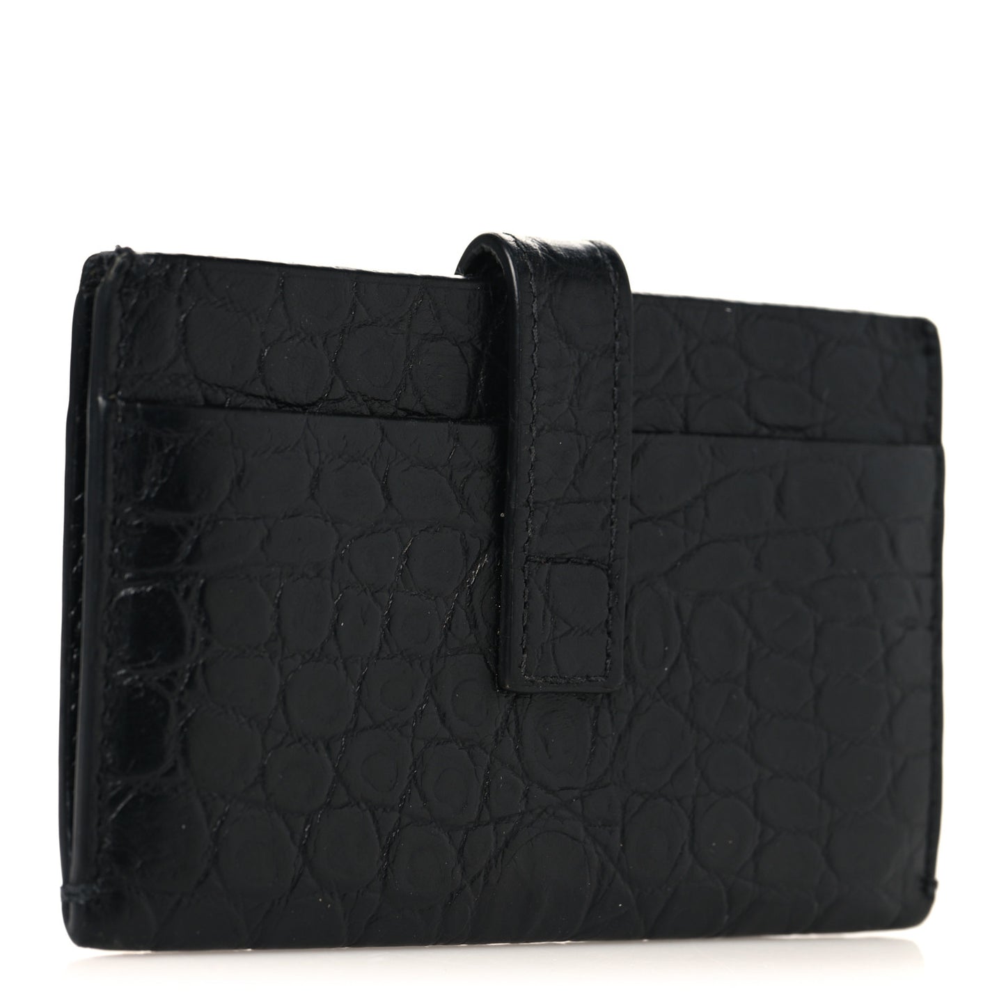 Calfskin Crocodile Embossed Sac De Jour Card Case Black