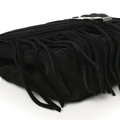 Saint Laurent Suede Matelasse Chevron Fringe Monogram Medium College Bag Black 9 of 15
