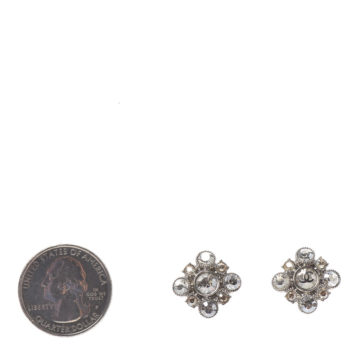 Crystal CC Earrings Silver