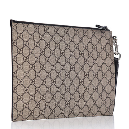 Gucci GG Supreme Monogram Angry Cat Zip Wristlet Pouch Beige 3 of 8