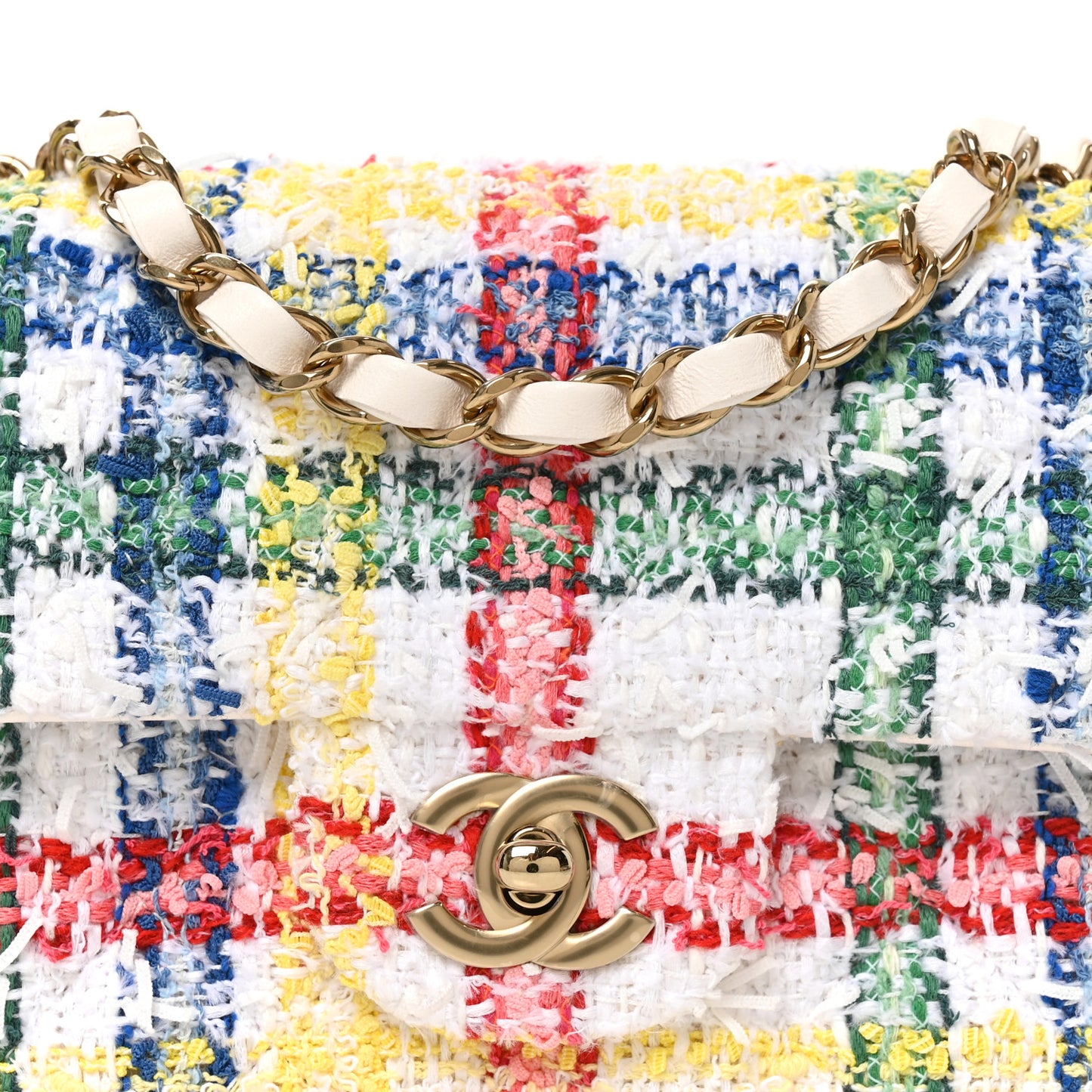 Tweed Quilted Mini Rectangular Flap White Red Yellow Blue Green