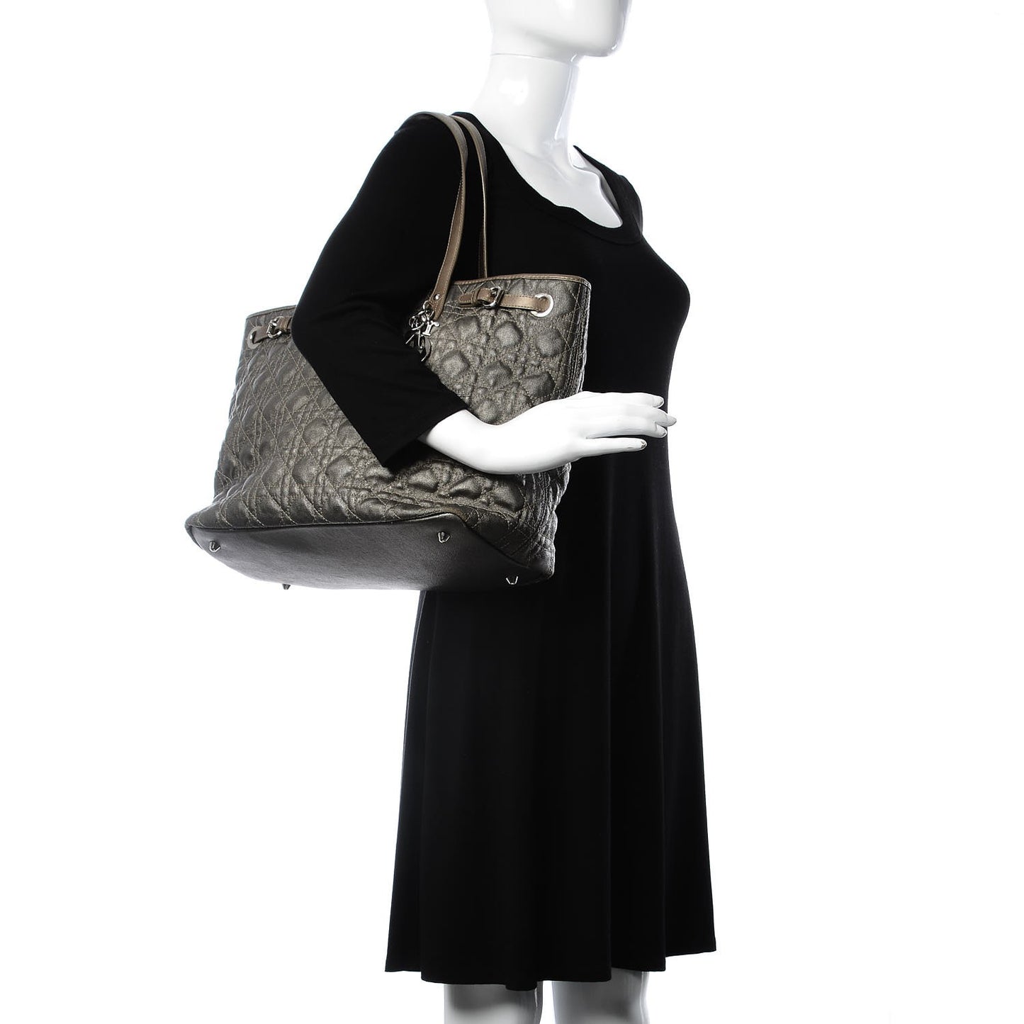 Coated Canvas Cannage Medium Panarea Tote Grey