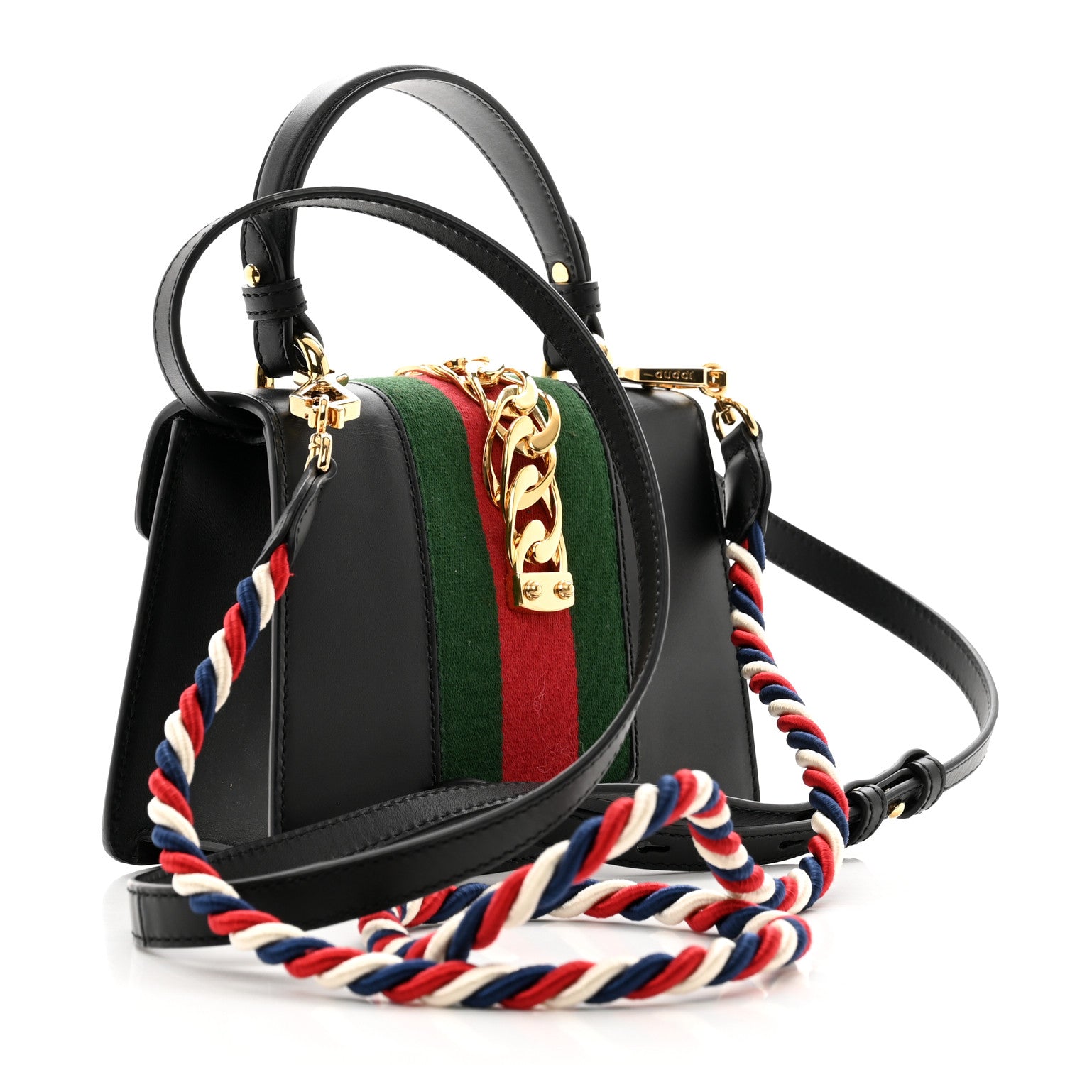 Gucci Calfskin Mini Sylvie Top Handle Bag Black 3 of 12