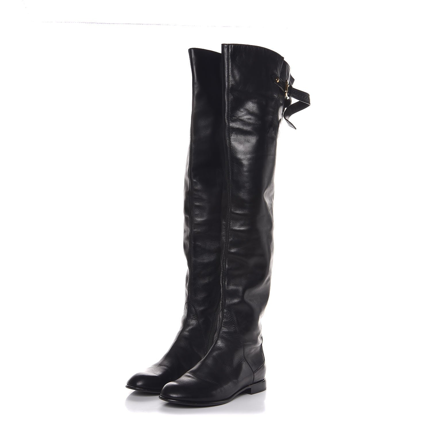Louis Vuitton Calfskin Knee High Flat Boots 40 Black 3 of 8