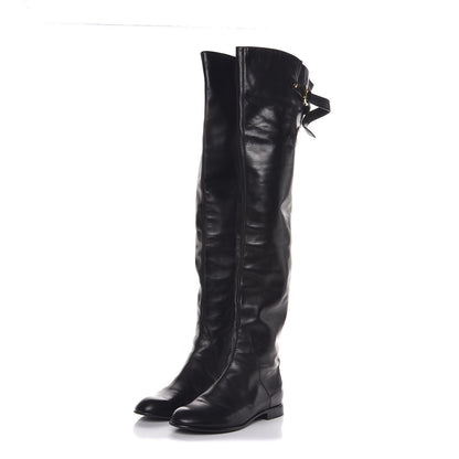 Louis Vuitton Calfskin Knee High Flat Boots 40 Black 3 of 8