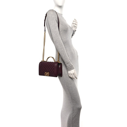 Chanel Caviar Quilted Medium Top Handle Boy Flap Burgundy 2 of 12
