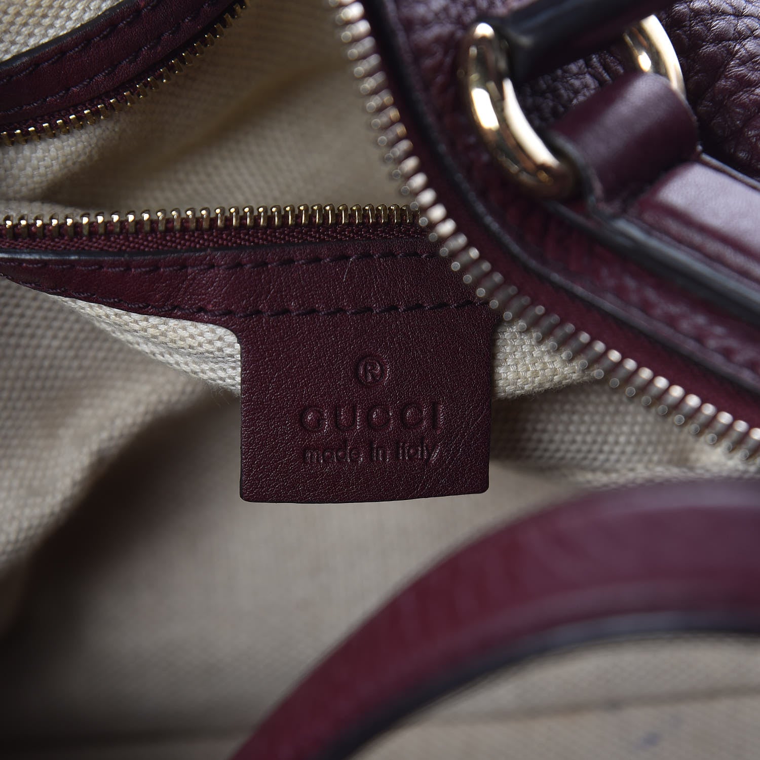 Gucci Pebbled Calfskin Medium Soho Boston Burgundy 6 of 15