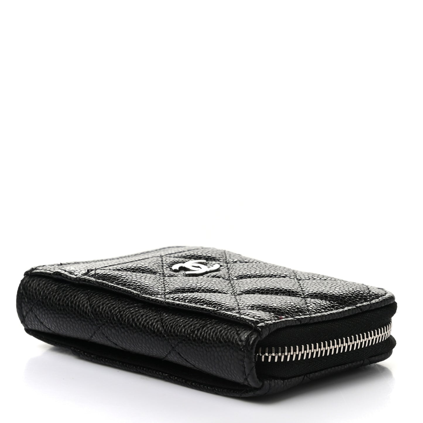 Caviar Quilted Zip Card Holder Black