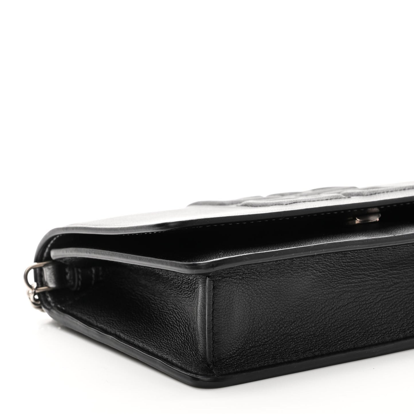 Lambskin Emblem Chain Wallet Black
