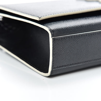 Saint Laurent Grain De Poudre Medium Classic Monogram Kate Satchel Black White 8 of 13