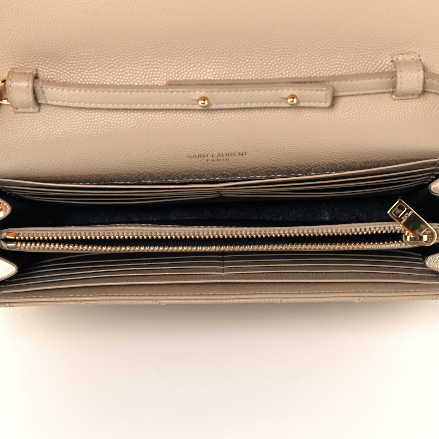 Grain De Poudre Matelasse Chevron Monogram Chain Wallet Nude Powder