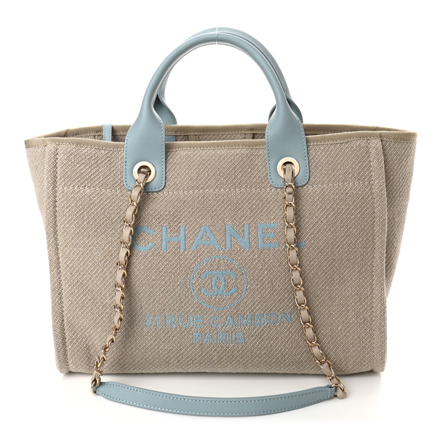 Mixed Fibers Small Deauville Tote Blue Beige