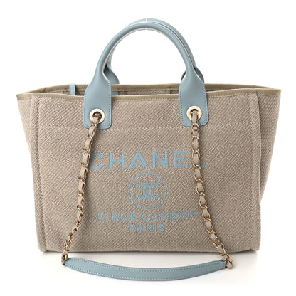 Chanel Mixed Fibers Small Deauville Tote Blue Beige 3 of 11