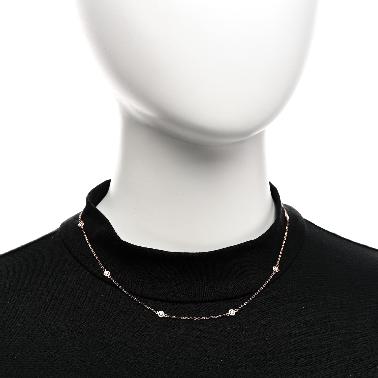 Parker & West by FASHIONPHILE 14K Rose Gold Diamond .75ctw Station Necklace 2 of 4