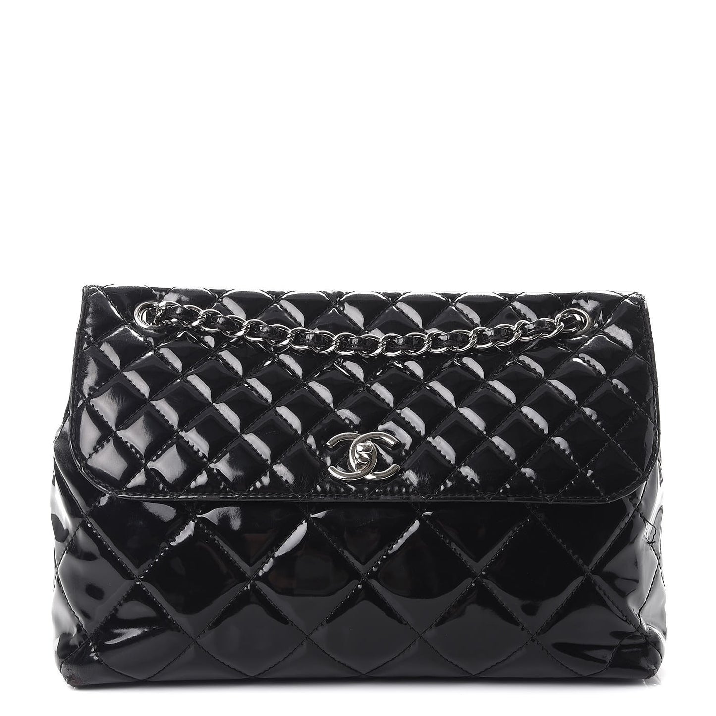 Vinyl Quilted In the Business Flap Bag Black