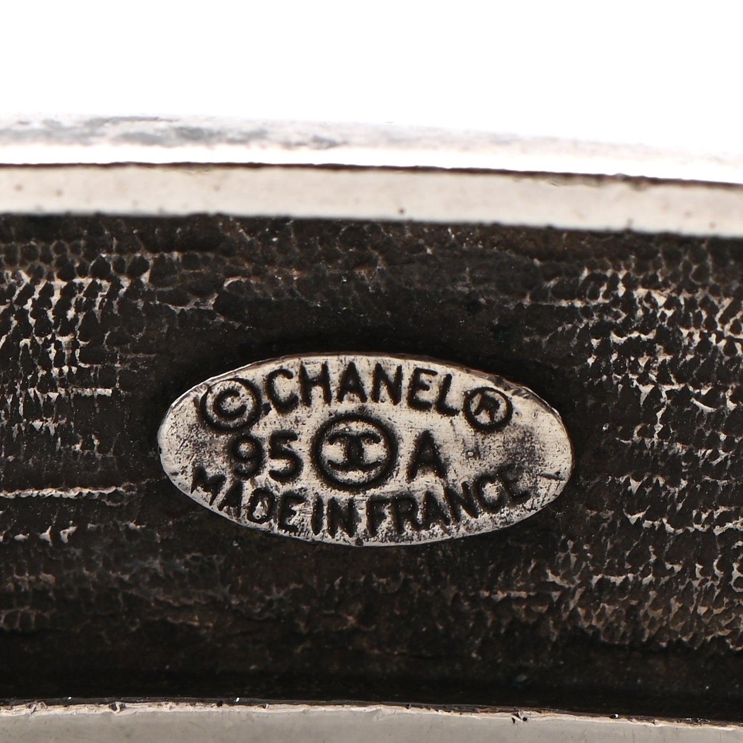 Metal Lambskin Name Plate Bracelet Black Silver