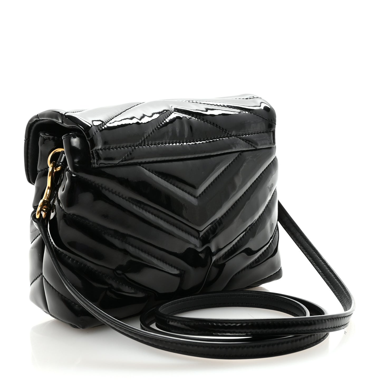 Patent Y Quilted Monogram Toy Loulou Crossbody Bag Black