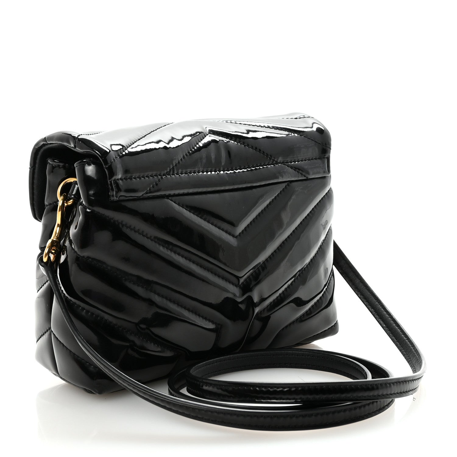 Saint Laurent Patent Y Quilted Monogram Toy Loulou Crossbody Bag Black 3 of 10
