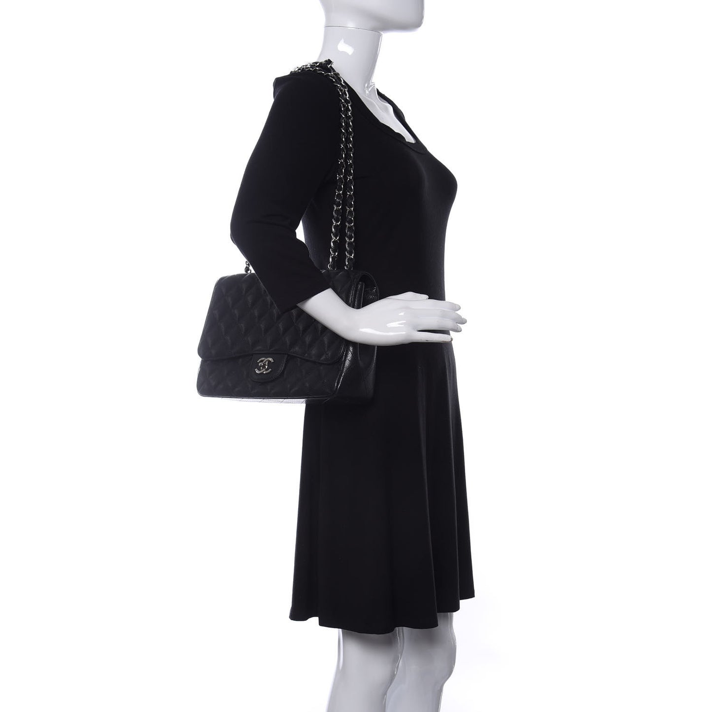 Caviar Quilted Jumbo Single Flap Black