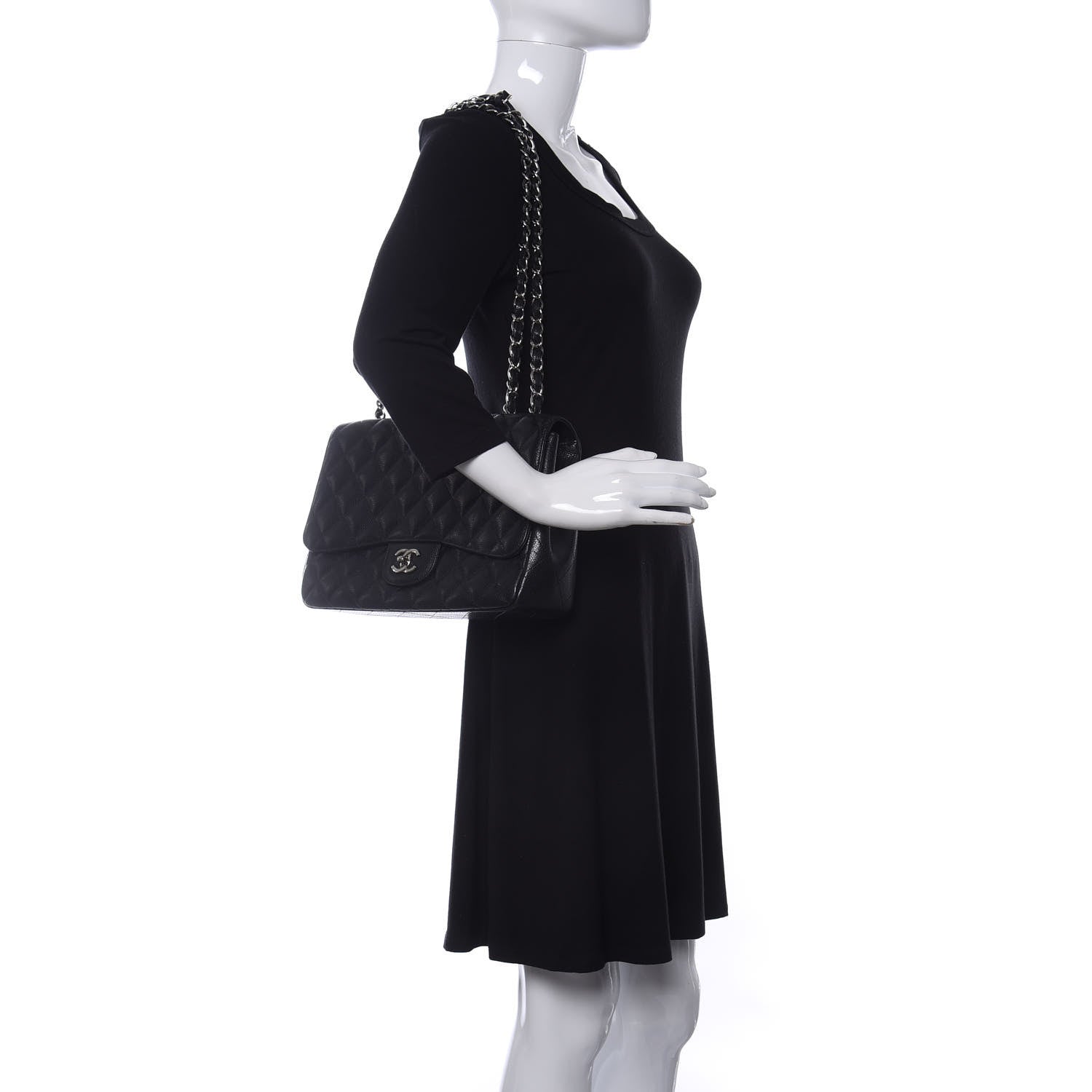Chanel Caviar Quilted Jumbo Single Flap Black 2 of 14