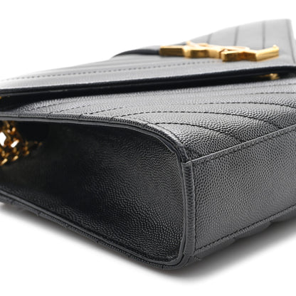 Saint Laurent Grain De Poudre Matelasse Chevron Medium Monogram Satchel Black 9 of 11