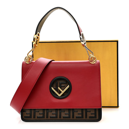 Fendi Vitello Century F is Fendi Bi-Color FF 1974 Embossed Kan I Shoulder Bag Fragola Maya Black 12 of 12