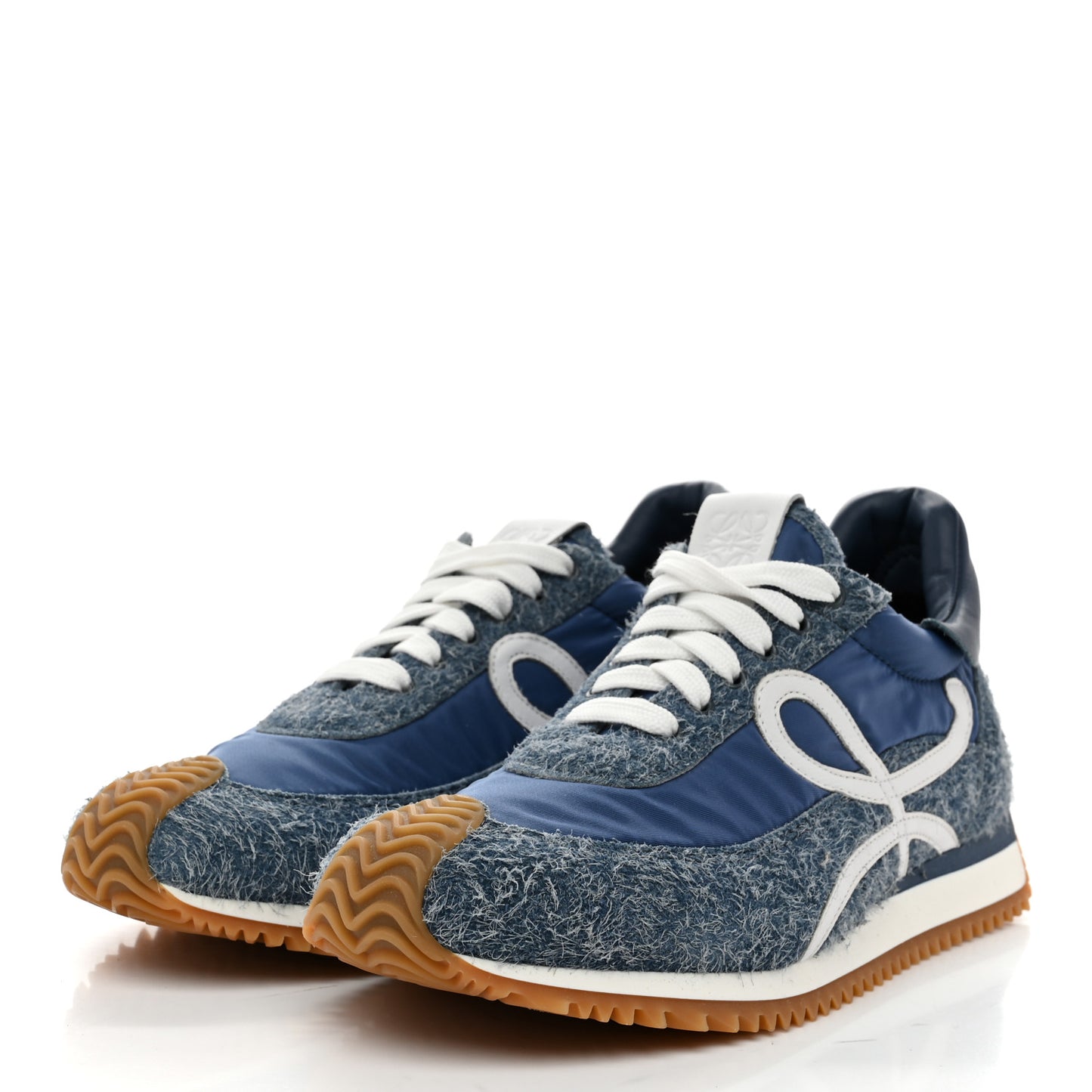Brushed Suede Nylon Flow Runners Sneakers 38 Raw Denim