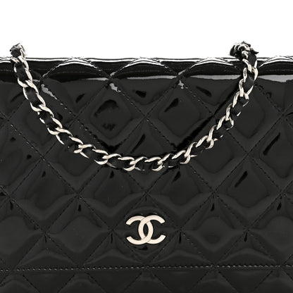 Chanel Patent Quilted Wallet On Chain WOC Black 9 of 13