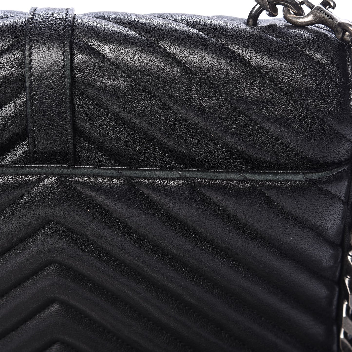 Sheepskin Matelasse Chevron Monogram Medium College Bag Black