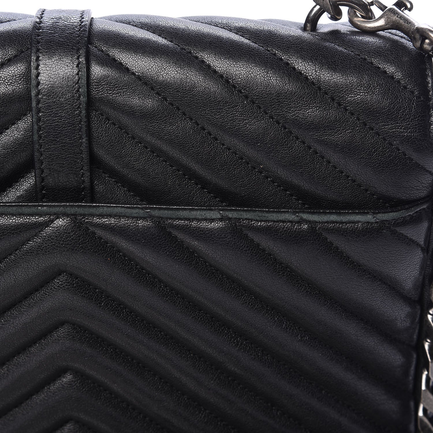 Saint Laurent Sheepskin Matelasse Chevron Monogram Medium College Bag Black 10 of 12