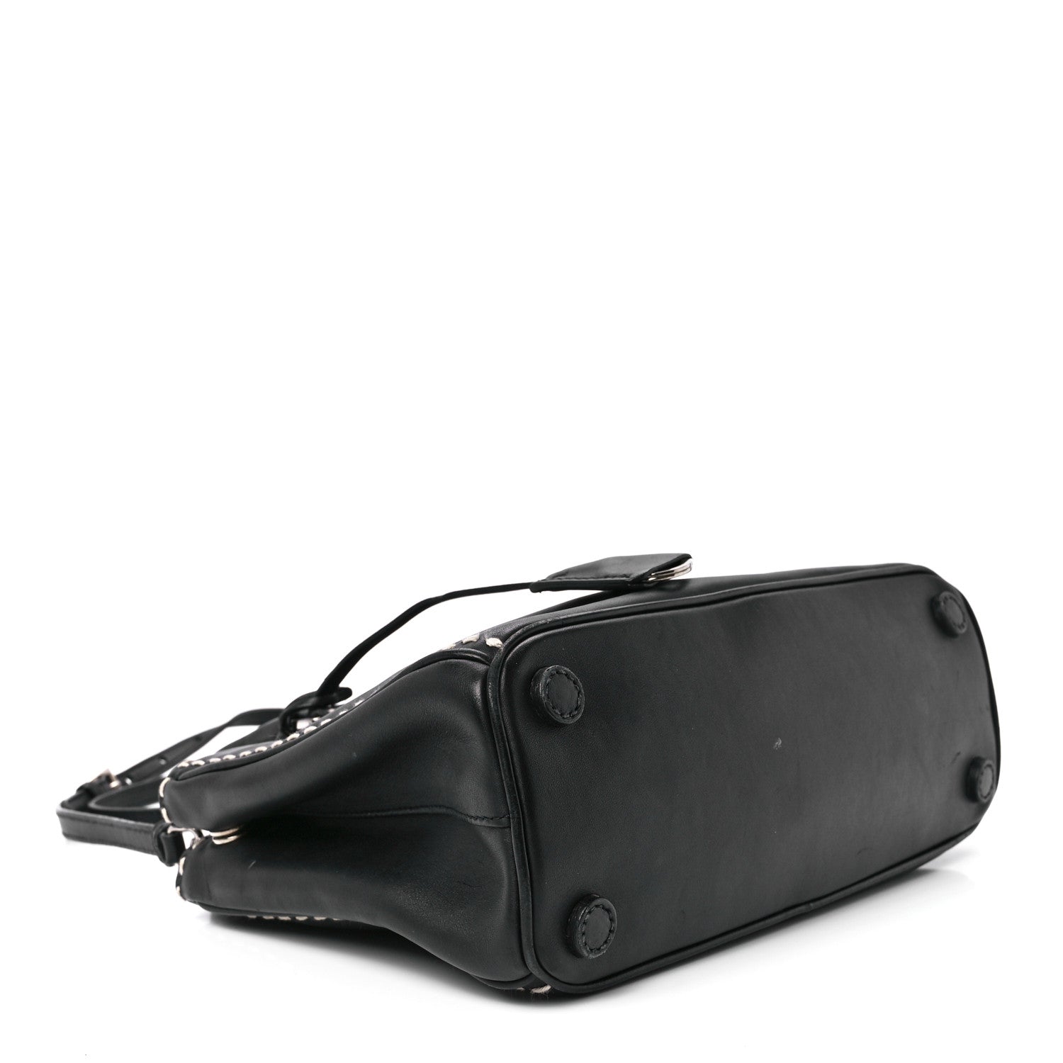 Prada City Calf Mini Hand Stitched Galleria Double Zip Tote Black 4 of 11