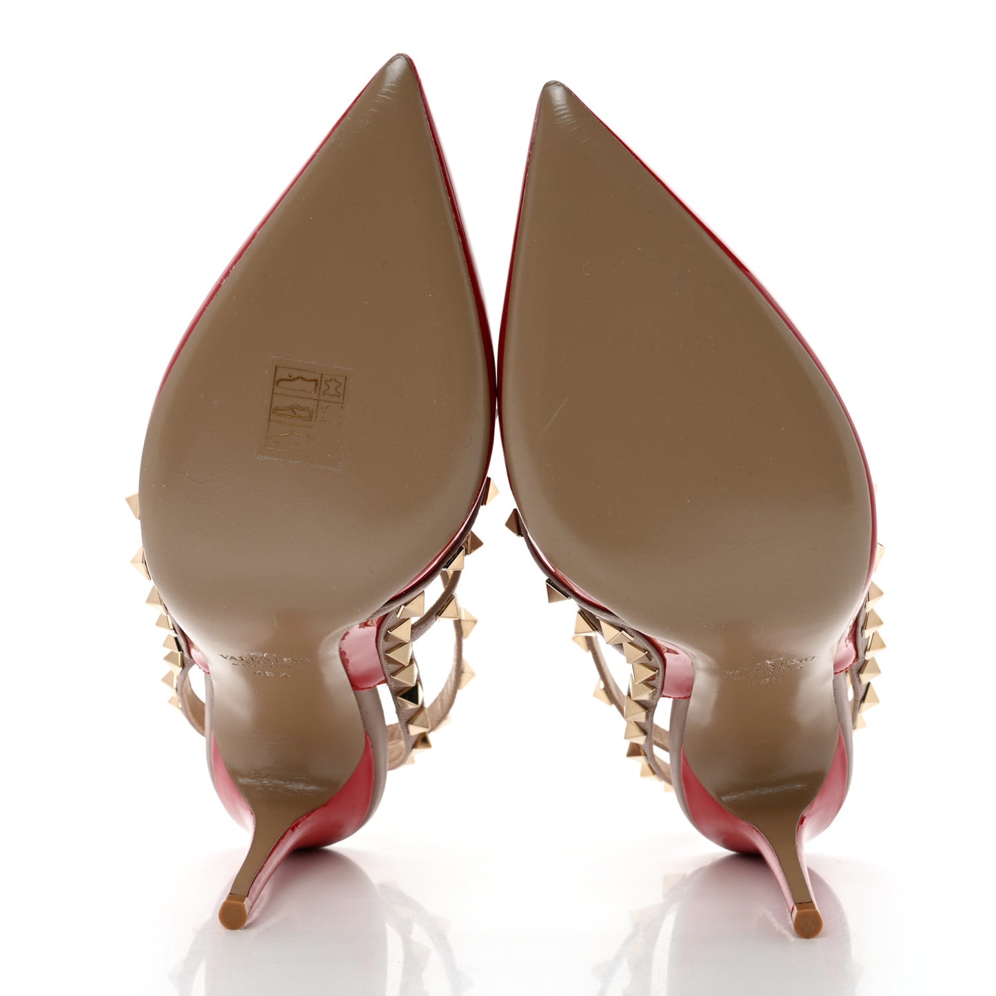 Patent Nappa Rockstud Ankle Strap 100mm Pumps 40.5 Rosso Valentino Poudre