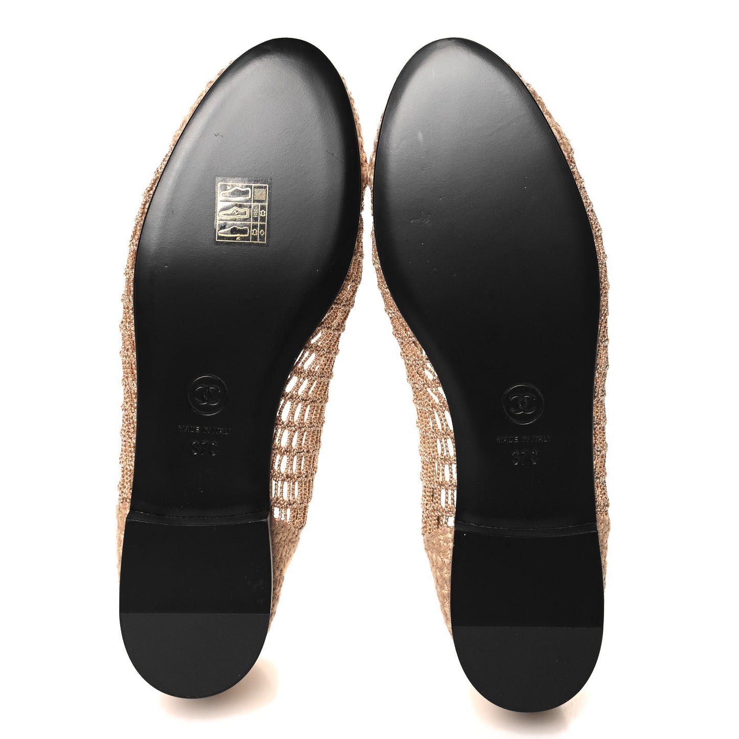 Raffia Cap Toe Ballerina Flats 37 Beige