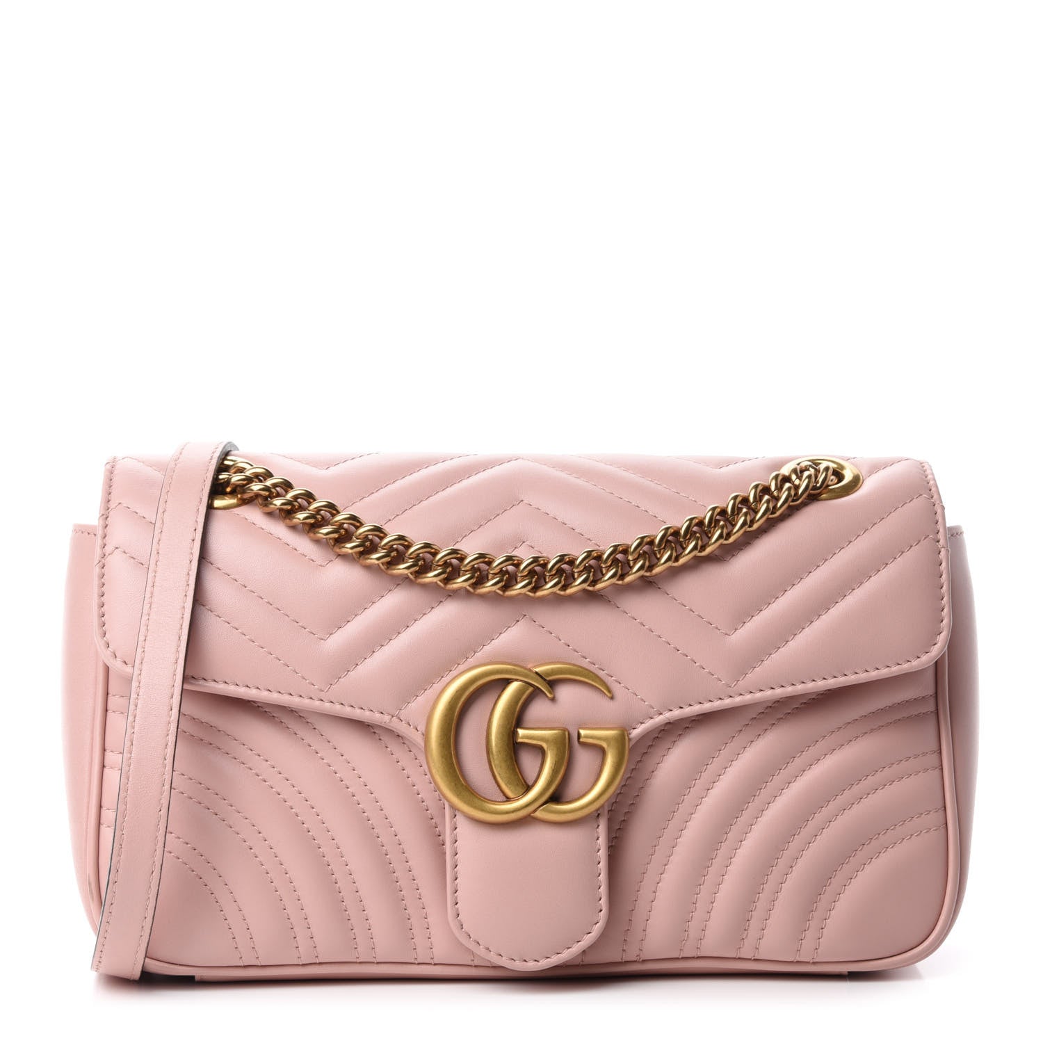 Gucci Calfskin Matelasse Small GG Marmont Shoulder Bag Perfect Pink 1 of 11
