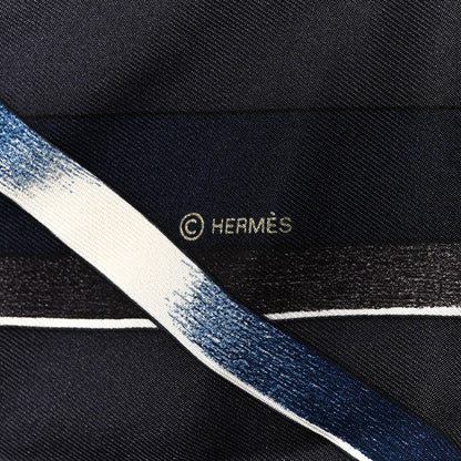 Hermes Silk Figure Artistique Scarf 90 Bleu Noir Brun Chocolate 4 of 5
