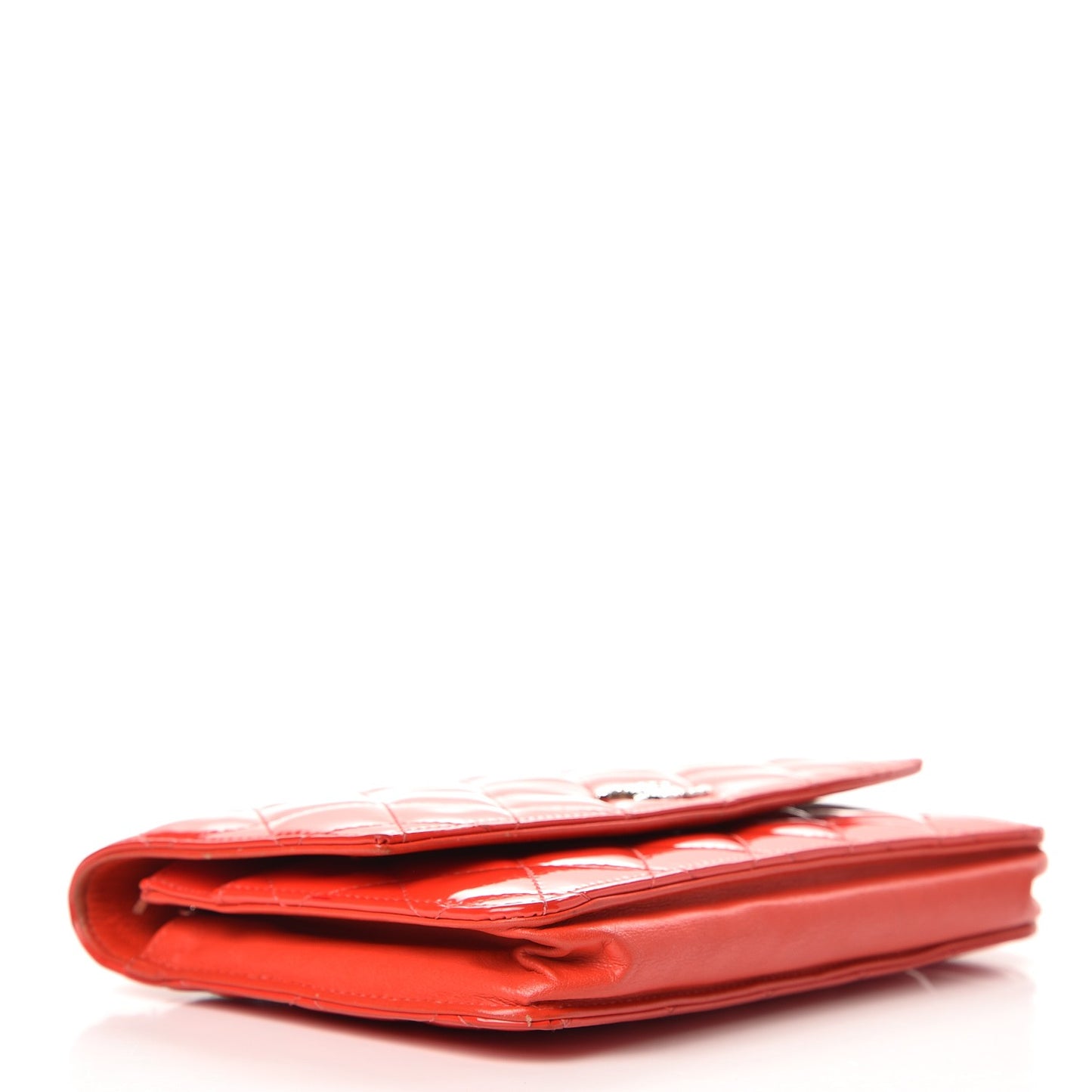 Patent Quilted Brilliant Wallet On Chain WOC Red