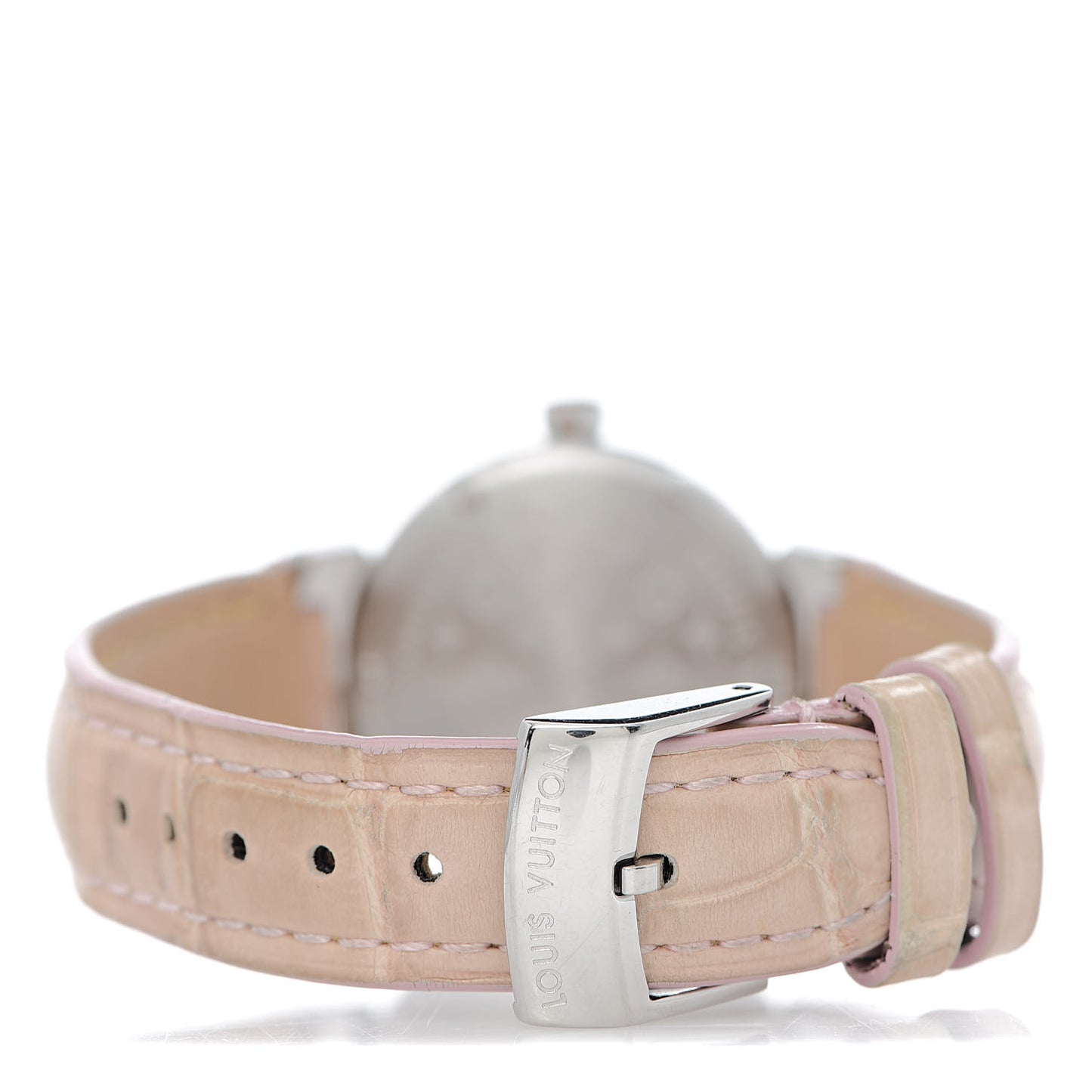 Stainless Steel Alligator Diamond Mother of Pearl 28mm Tambour Lovely Quartz Watch