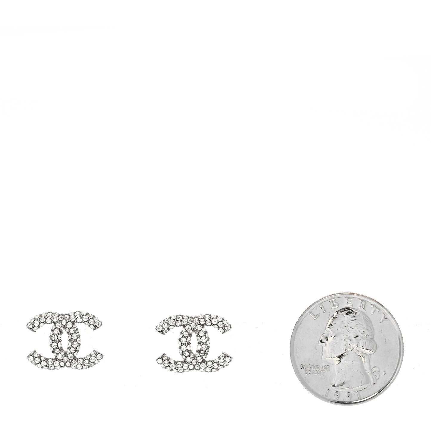 Crystal CC Treasure Chest Earrings Silver