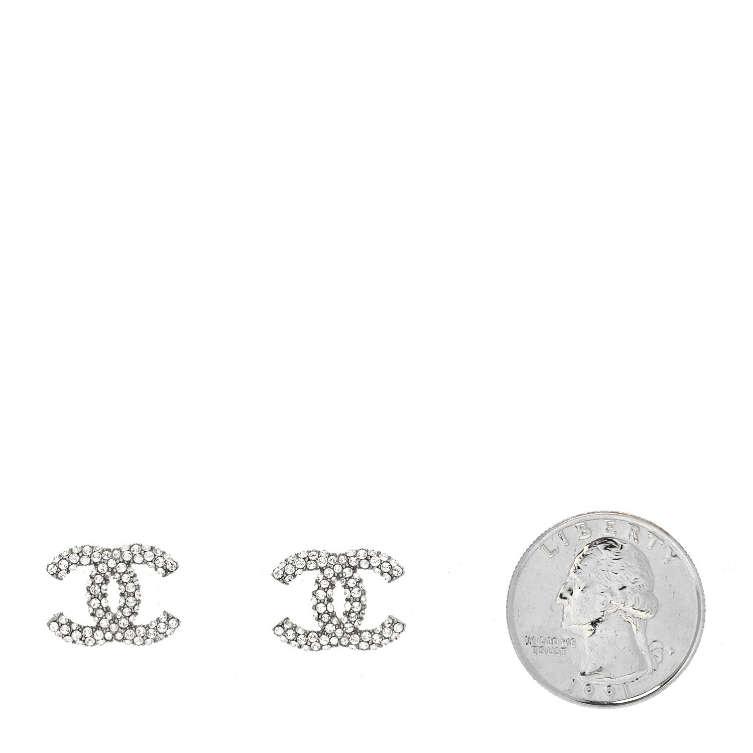 Chanel Crystal CC Treasure Chest Earrings Silver 2 of 4