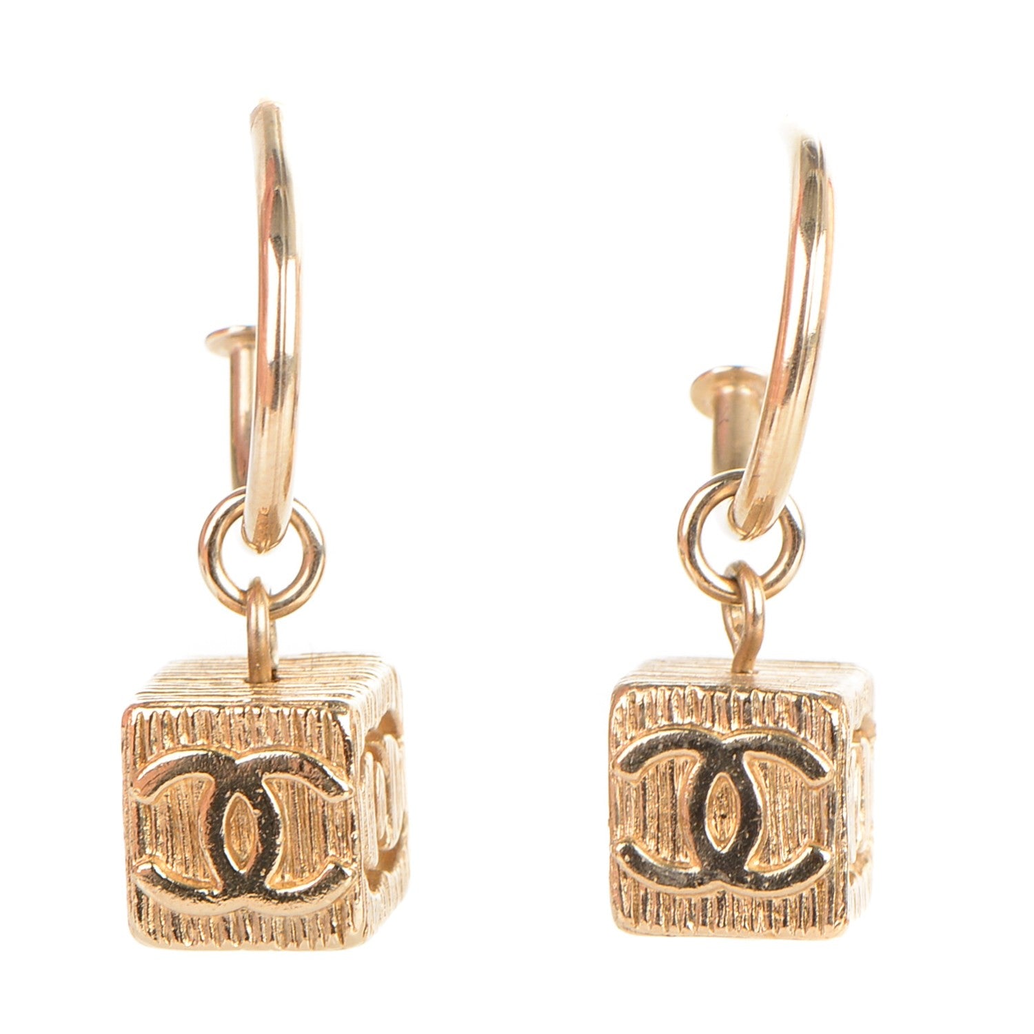 Chanel CC Cube Earrings Gold 1 of 4