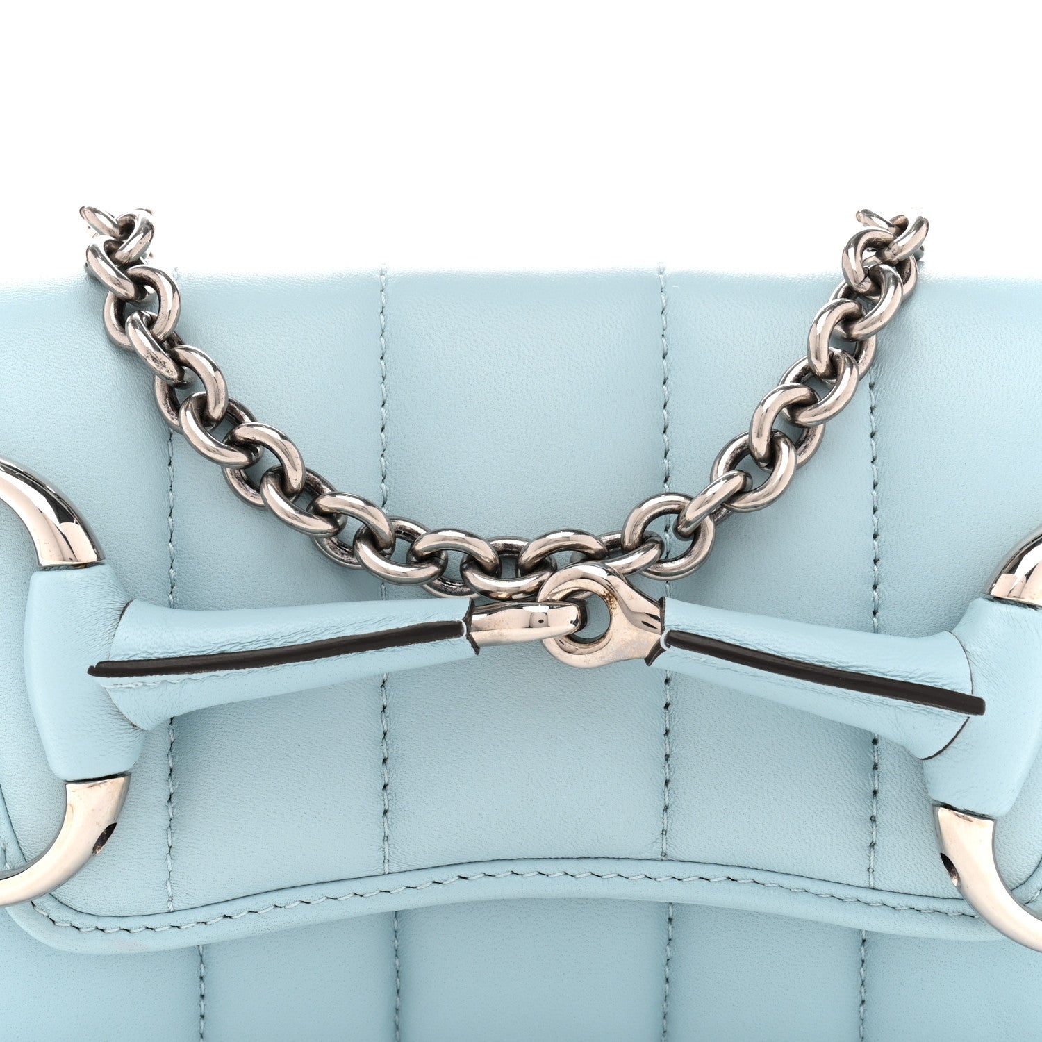 Gucci Nappa Vertical Matelasse Small Maxi Horsebit Chain Shoulder Bag Crystal Snow 8 of 12