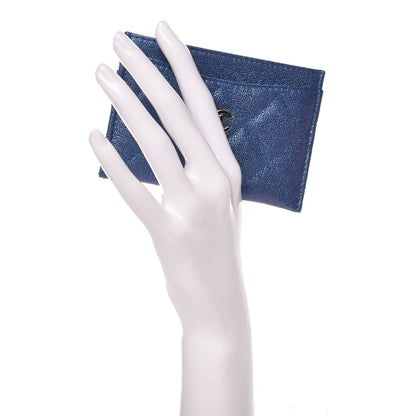 Chanel Iridescent Caviar Quilted Card Holder Blue Fonce 2 of 8