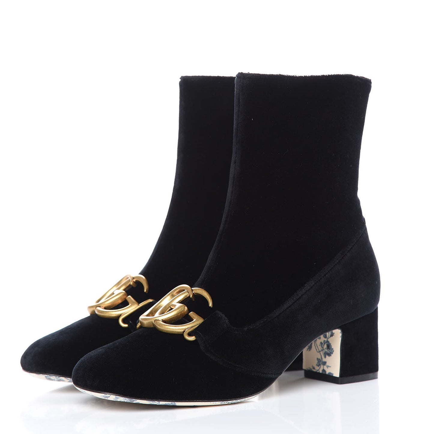 Softy Velvet Malaga Kid GG Victoire 55mm Ankle Boots 36 Black