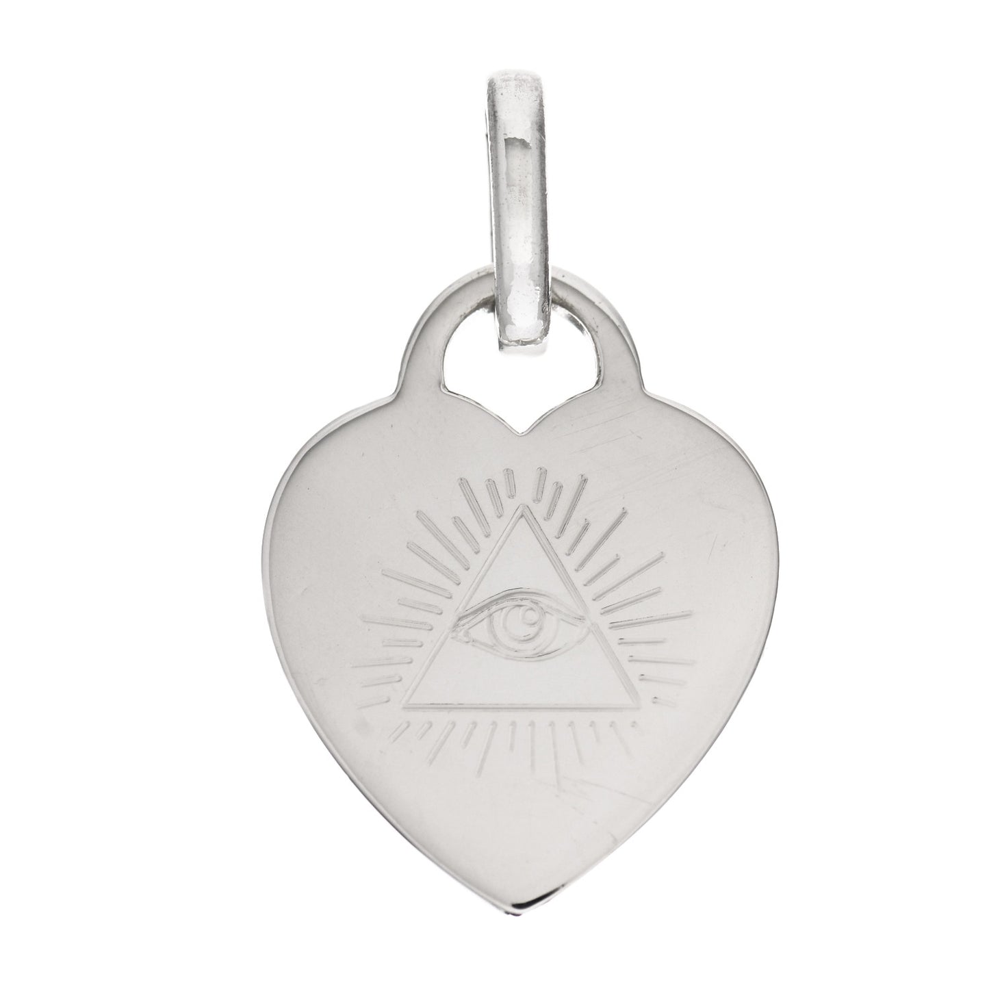 Sterling Silver All Seeing Eye Heart Tag Charm